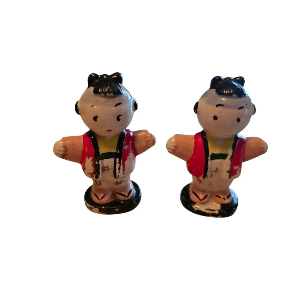 Vintage Children of The Emperor Salt & Pepper Shakers No Stoppers Marked Japan